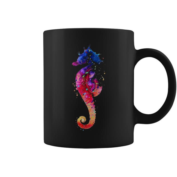 Colorful Sea Horse Lover Dad Mom Funny Kidding Coffee Mug