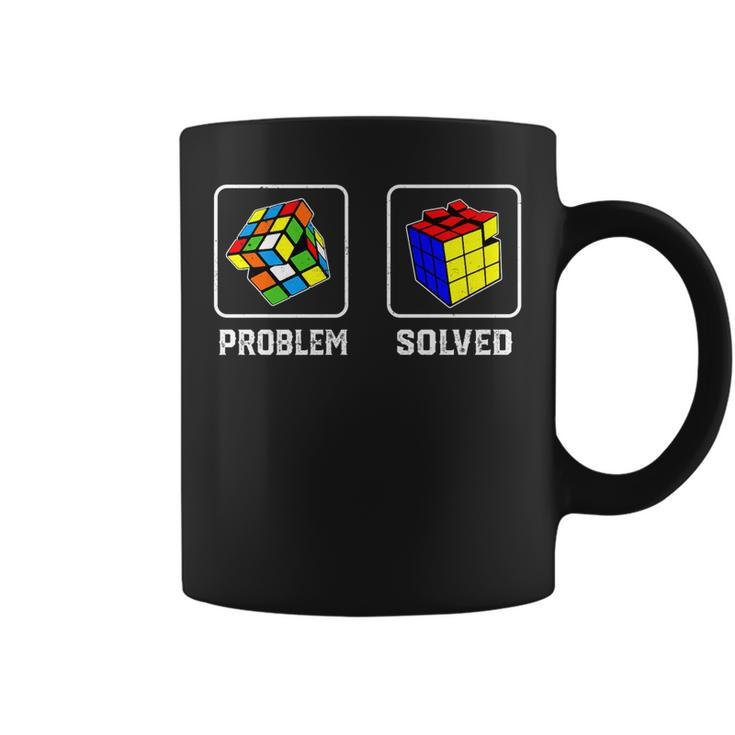 Competitive Puzzles Cube Problem Retro Solved Speed Cubing   Coffee Mug
