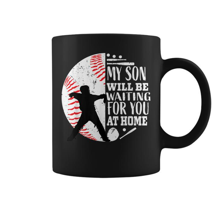 Cool Cute Baseball Catcher Mom Dad Son Parents Quote Graphic  Coffee Mug