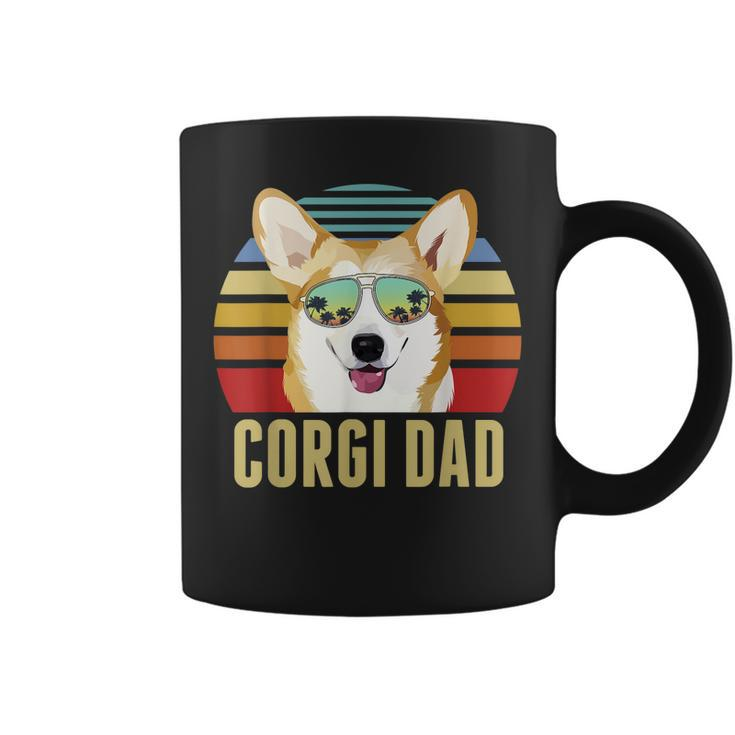 Corgi Dog Dad Vintage Retro Sunset Beach Vibe Fathers Day  Coffee Mug