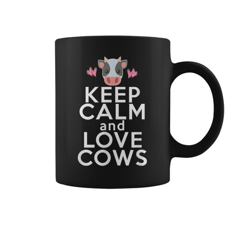 Cow Lover Gift Keep Calm Love Cows Funny Farmer Women Girls  Coffee Mug
