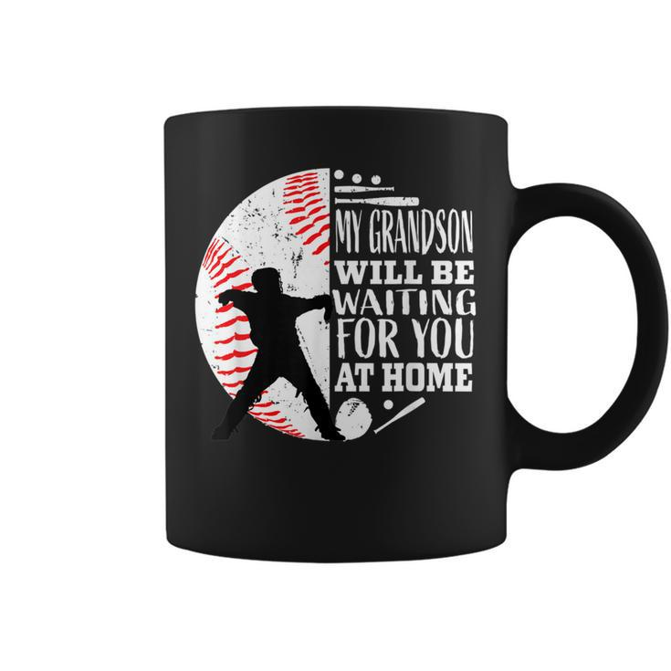 Cute Baseball Catcher Grandma Grandpa Grandson Quote Graphic  Coffee Mug