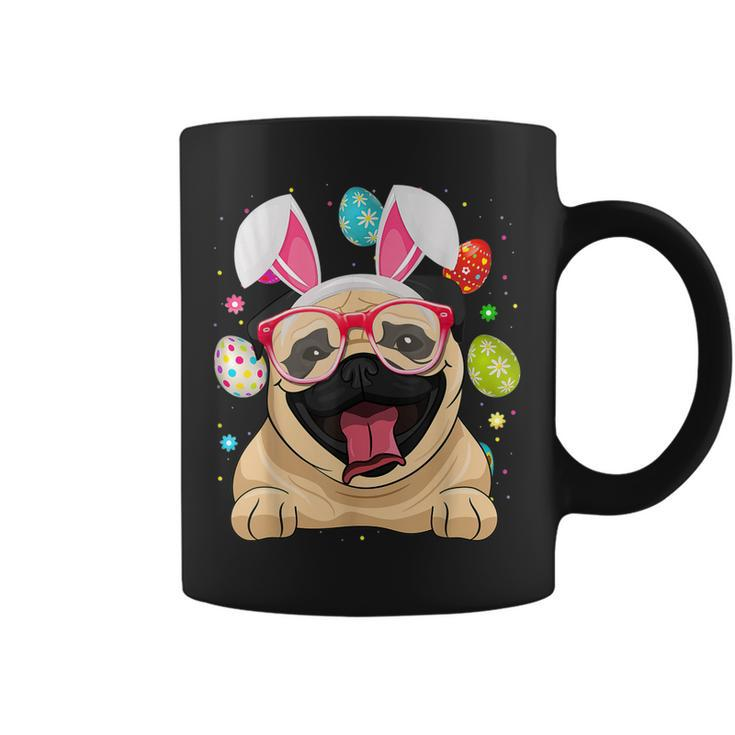 Cute Bunny Pug Dog Face Easter Eggs Easter Day  Coffee Mug