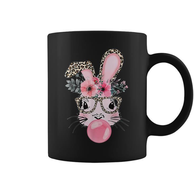 Cute Bunny With Leopard Glasses Happy Easter Day  Coffee Mug