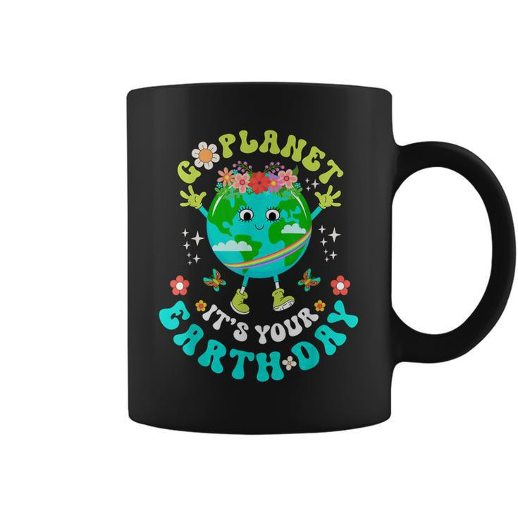 Cute Go Planet Its Your Earth Day 2023 Groovy Teacher Kids  Coffee Mug