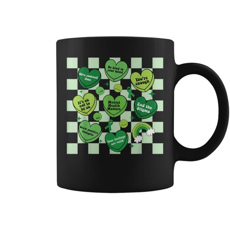 Cute Heart Green Ribbon Mental Health Matters Awareness  Coffee Mug