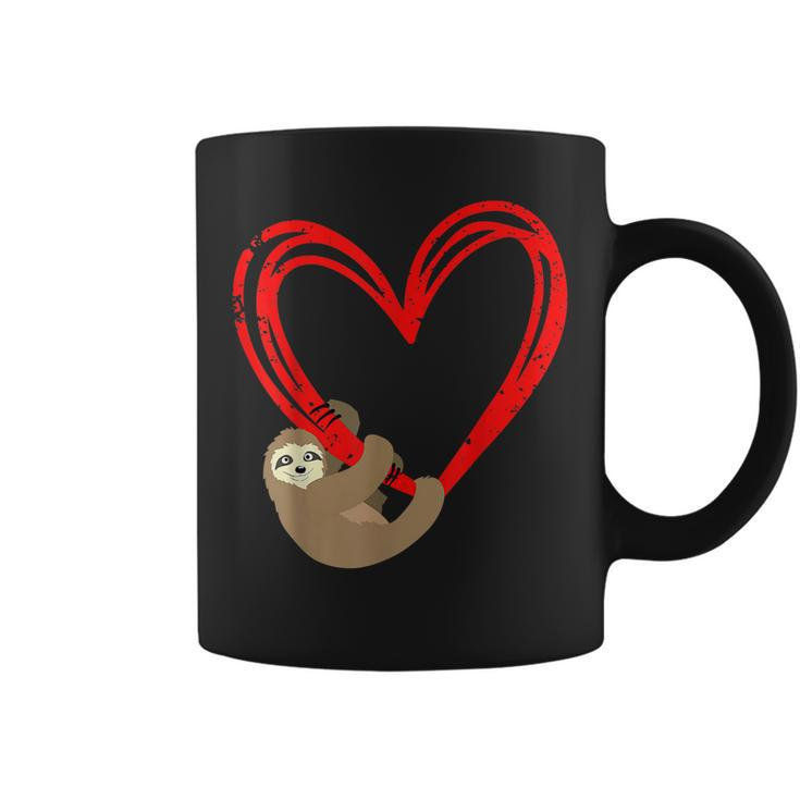 Cute Lazy Sloth Holding Heart Love Slothie Valentines Day  Coffee Mug