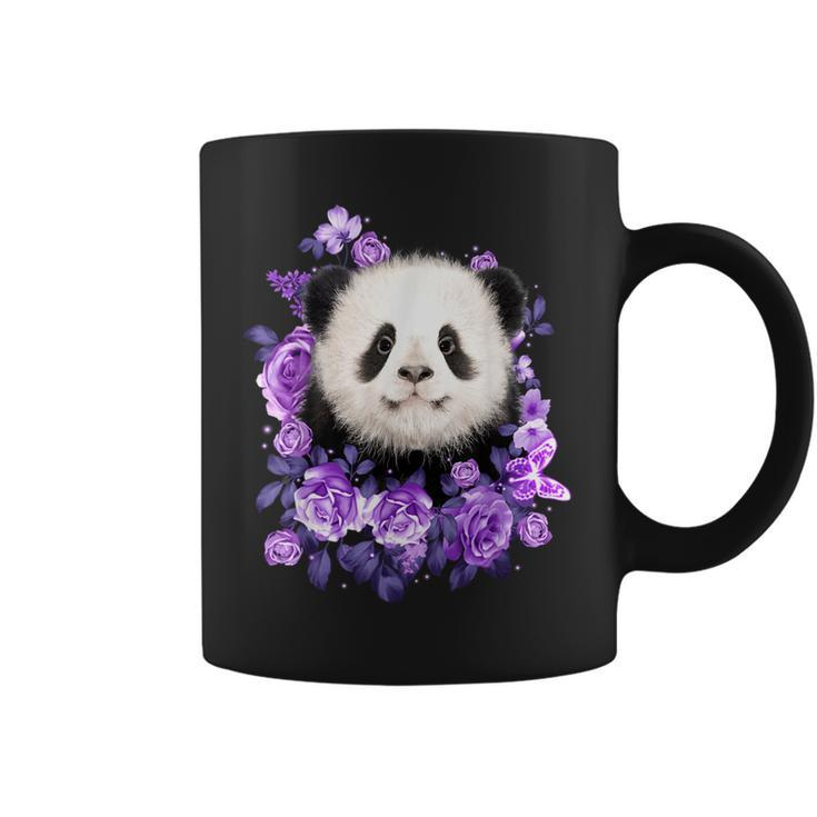 Cute Panda Purple Flowers Panda Lovers Gift  Coffee Mug