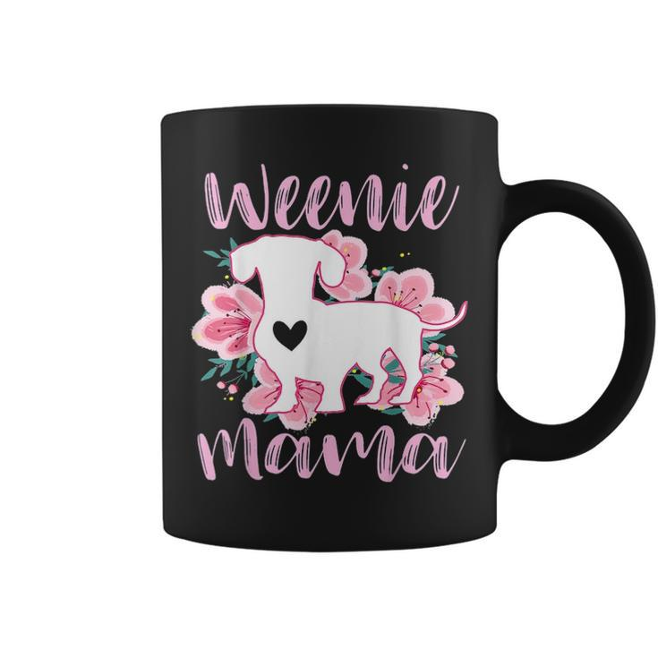 Dachshund Mama Wiener Dog Pink Flowers Cute Weenie Mom Gift Coffee Mug