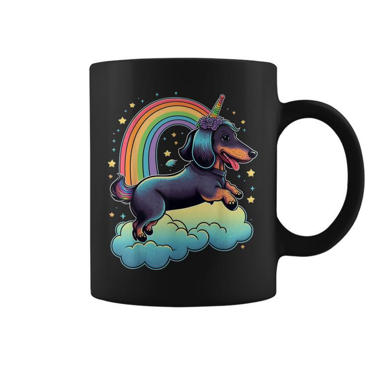 Dachshund Unicorn On Rainbow Unicorn Dachshund  Coffee Mug