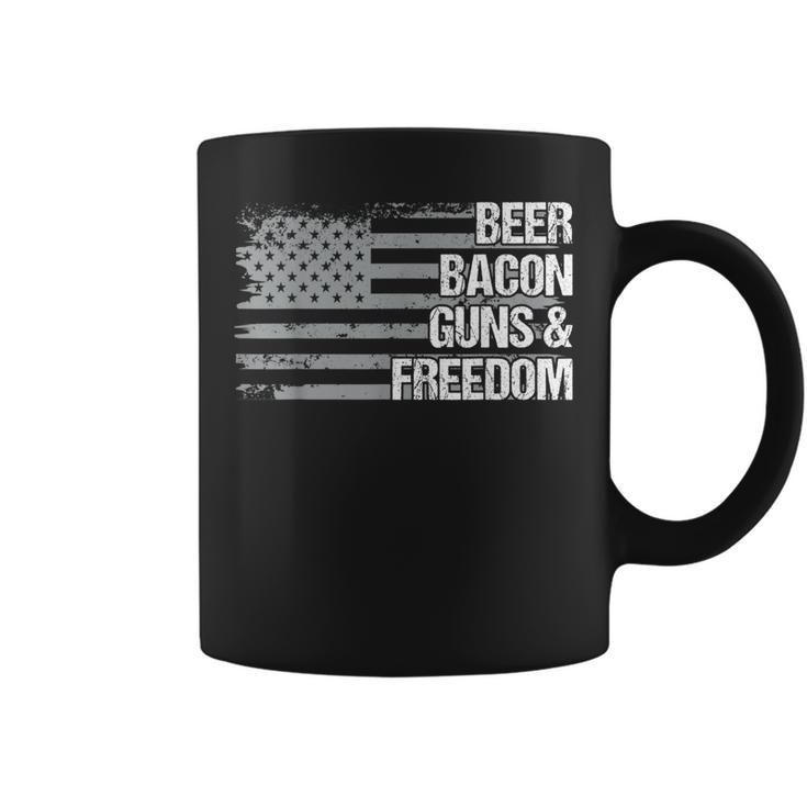 Dad Grandpa Veteran Us Flag Beer Bacon Guns Freedom  Coffee Mug