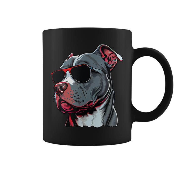 Dad Mom Cool Dog Sunglasses Pitbull Coffee Mug