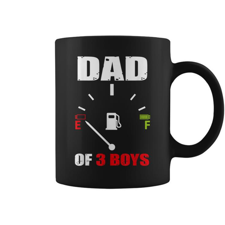 Dad Of 3 Boys  Vintage Dad Battery Low Fathers Day  Coffee Mug