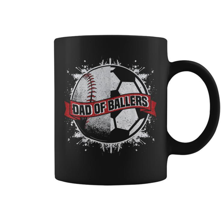 Dad Of Both Baseball Soccer Dad Of Ballers Gift For Mens Coffee Mug