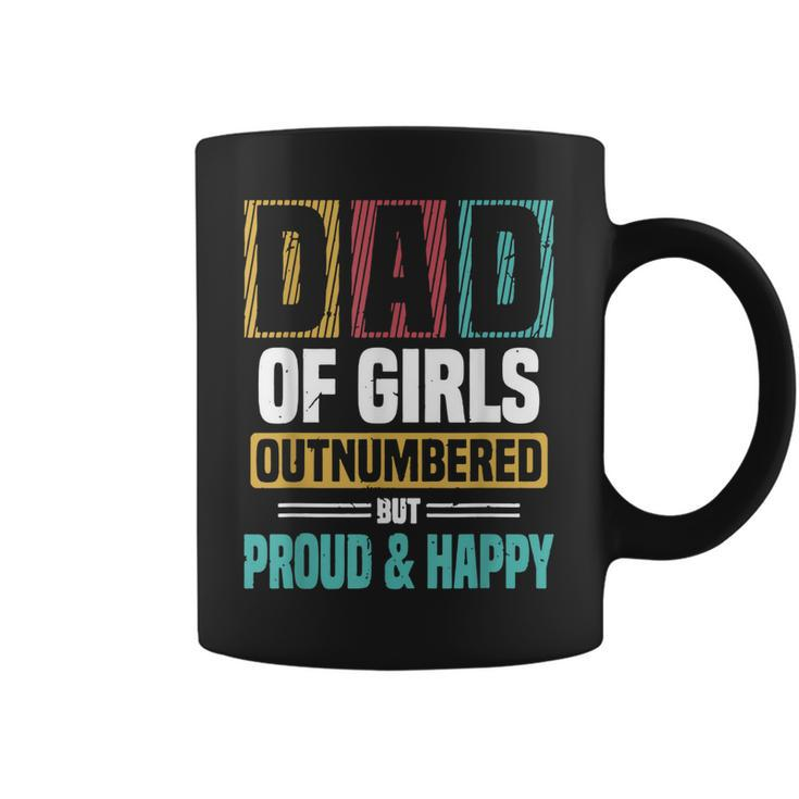 Dad Of Girls Outnumbered Vintage Father Daughter Match  Gift For Mens Coffee Mug