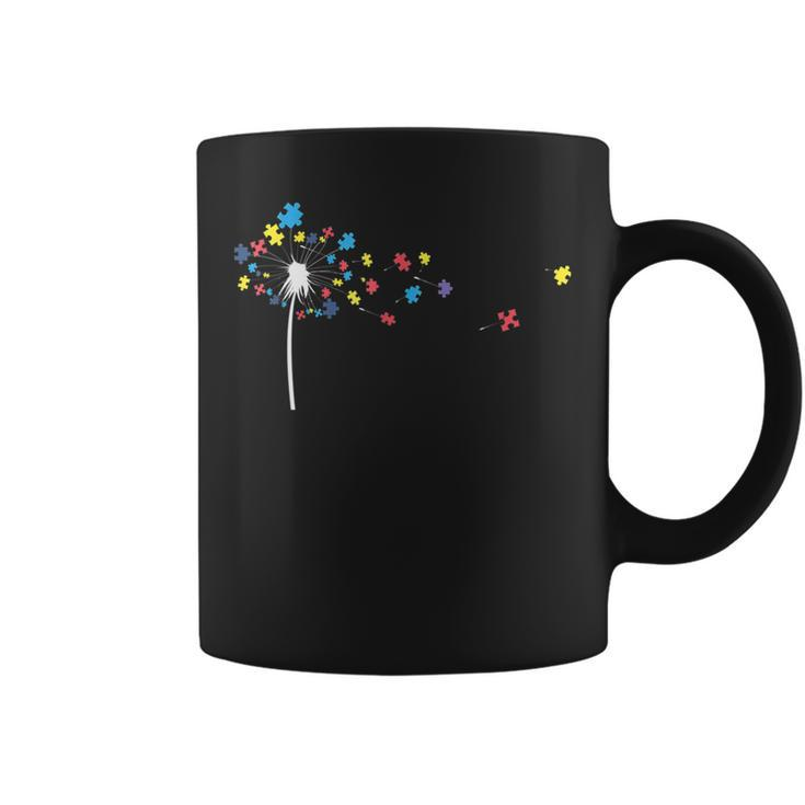 Dandelion Flower Puzzle Pieces Autism Awareness   Coffee Mug