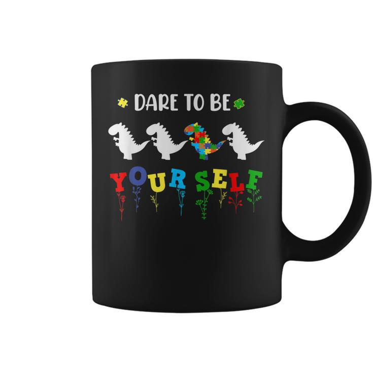 Dare To Be Yourself Dinosaur Autism Awareness  Coffee Mug