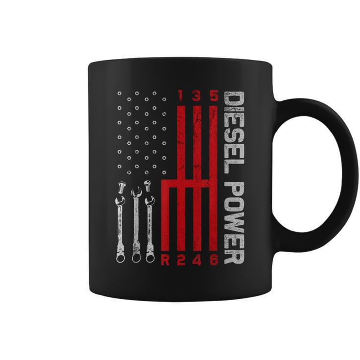 Diesel Mechanic Shifting Gear American Flag Gift Drag Racer Coffee Mug