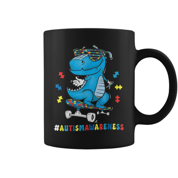 Dinosaur Skateboarding Autism Awareness Choose Kindness  Coffee Mug