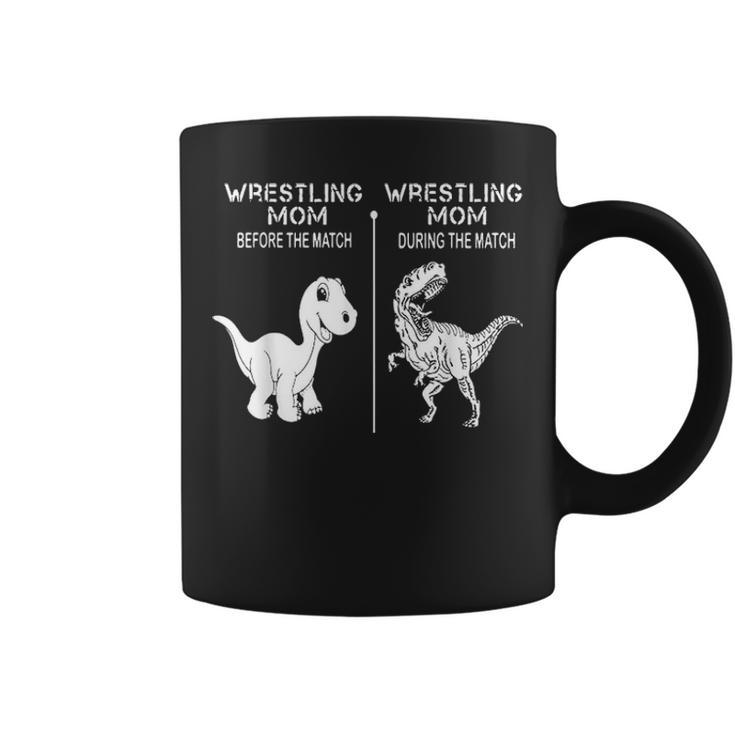 Dinosaur Wrestling Mom Before And During The Match Coffee Mug