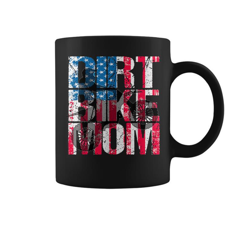 Dirt Bike Mom Vintage American Flag Motorcycle Silhouette Coffee Mug