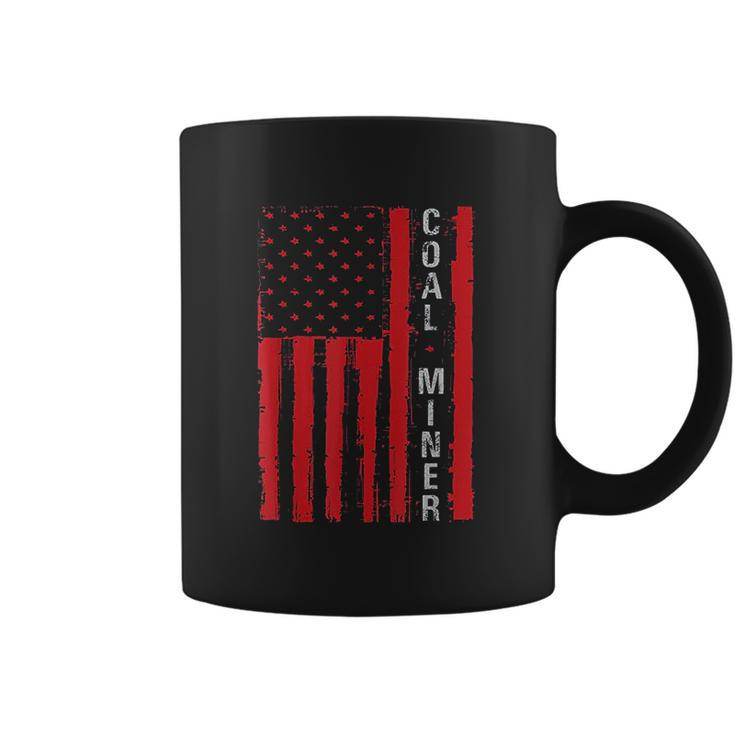 Distressed American Flag Coal Miner Mining Proud Men Gifts Coffee Mug