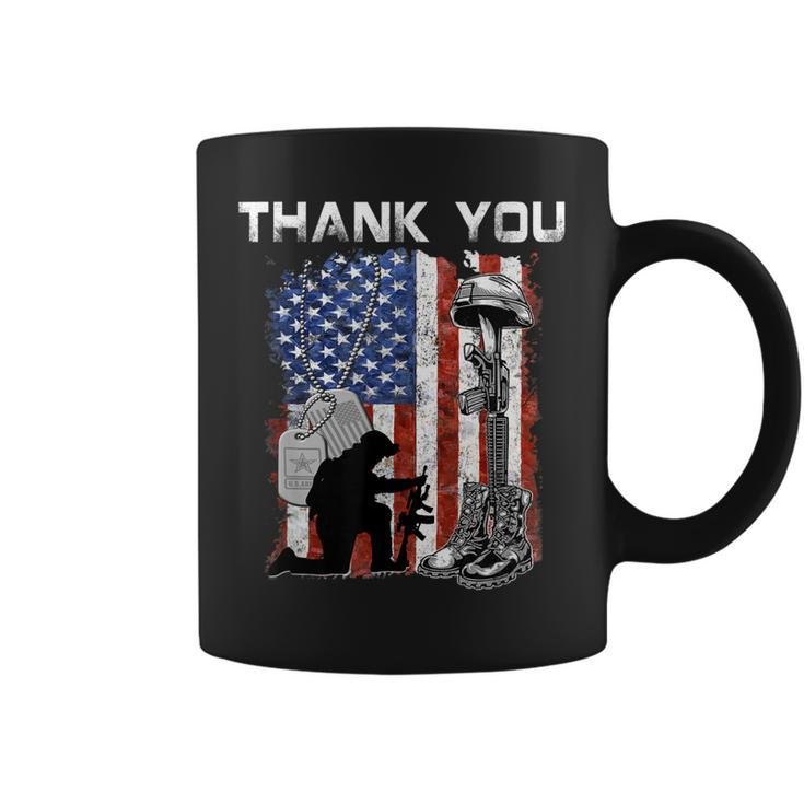 Distressed Memorial Day  Flag Military Boots Dog Tags Coffee Mug