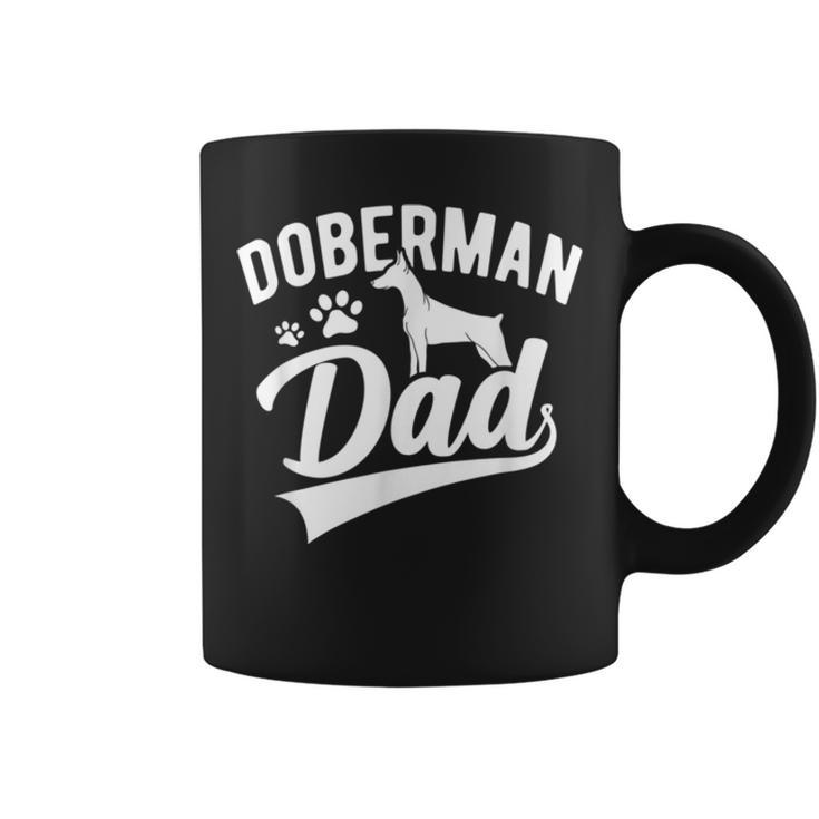 Doberman Pinscher Dog Dad Silhouette Fur Dog Papa Dog Lover Coffee Mug
