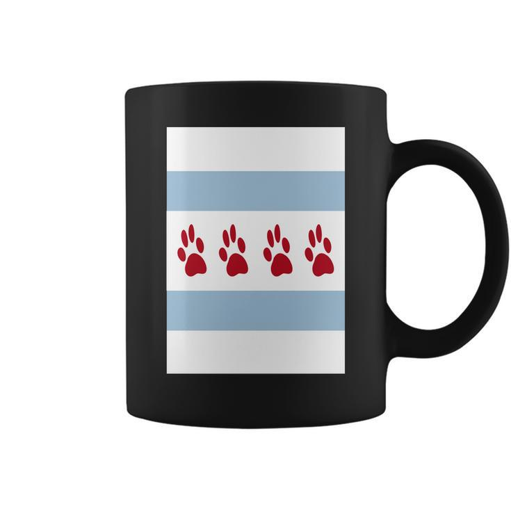 Dog Lovers Chicago Flag Paw Prints Custom Coffee Mug