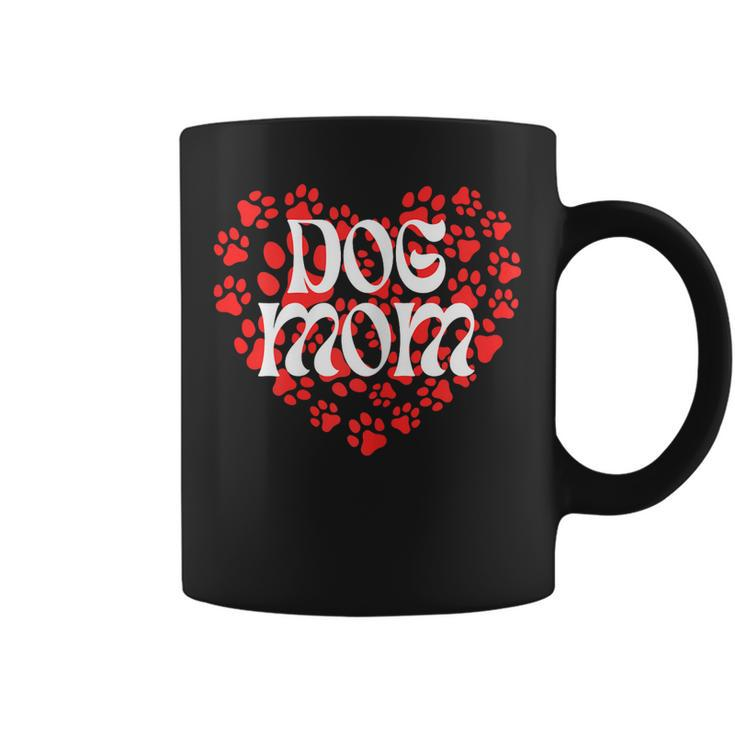 Dog Mom Heart Shape Paw Prints For Dog Lovers  Gift For Womens Coffee Mug