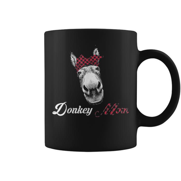 Donkey Mom Lovers Farm Animal Gifts Buffalo Plaid Red Gift Coffee Mug
