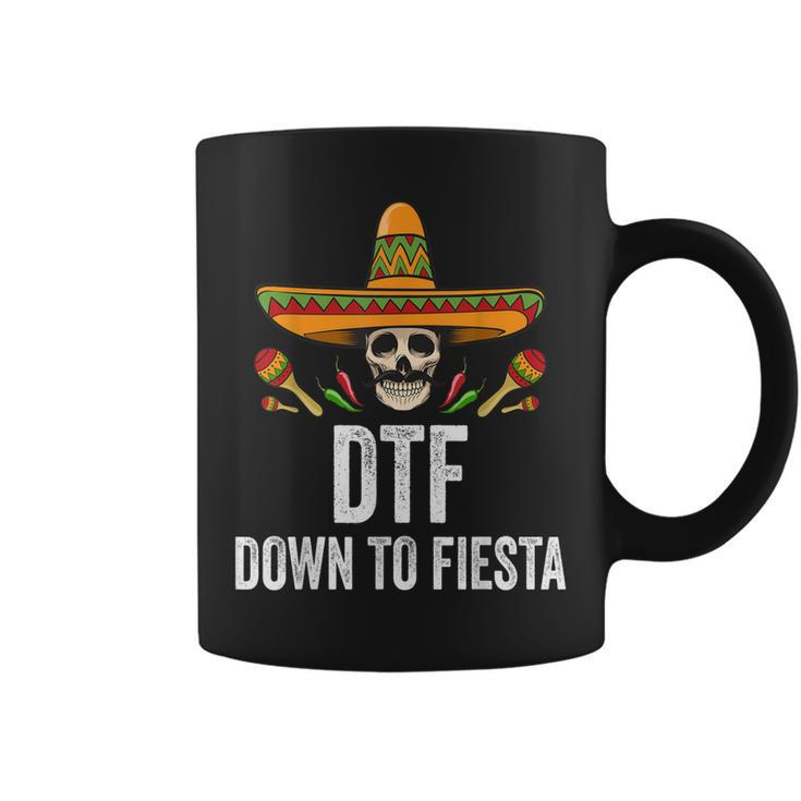 Dtf Down To Fiesta  Funny Mexican Skull Cinco De Mayo  Coffee Mug