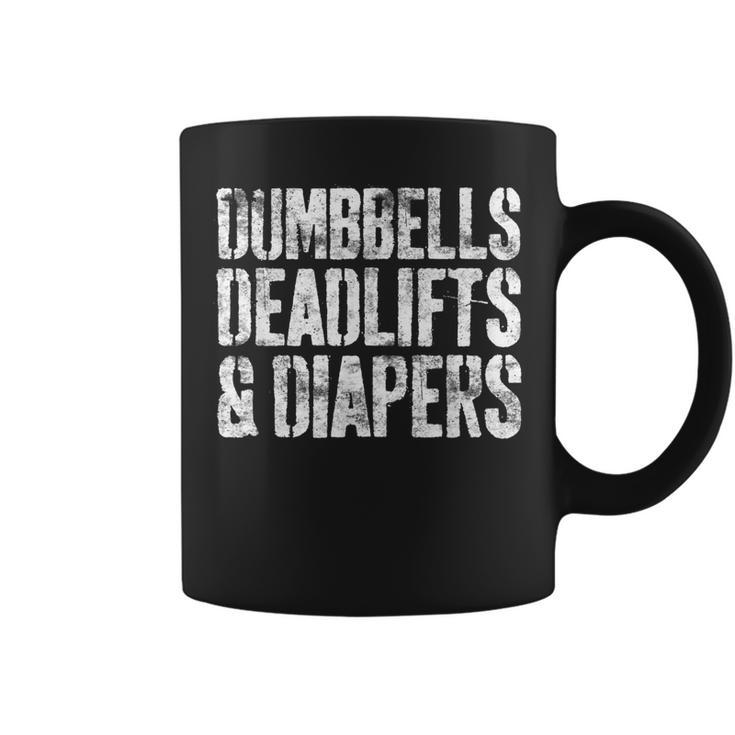 Dumbbells Deadlifts And Diapers  Gym Dad Mom Gift  Coffee Mug