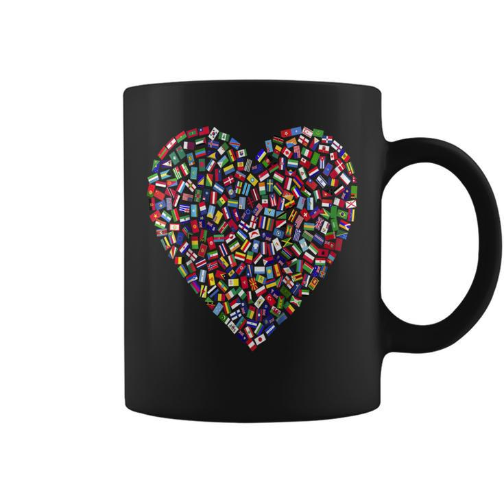 Earth Day World All Countries Flags In Heart Patriot  Coffee Mug