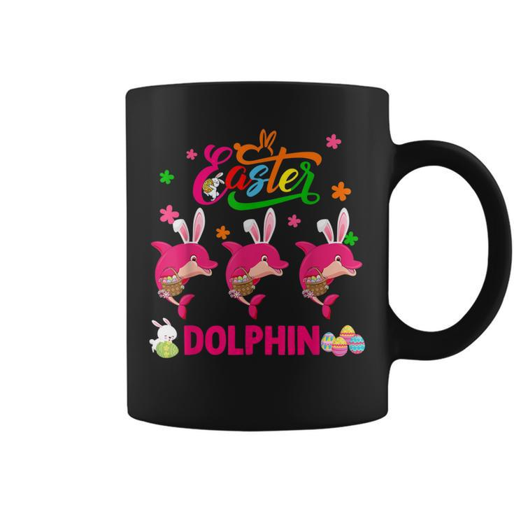 Easter Dolphin Three Cute Bunny Dolphins Hunting Eggs Basket  Coffee Mug