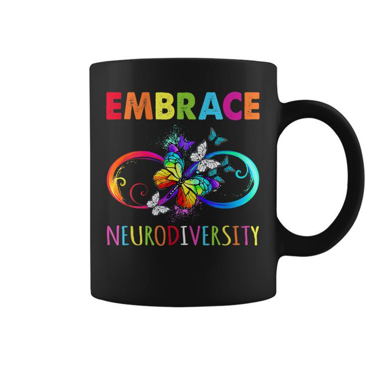 Embrace Neurodiverity Rainbow Infinity Butterfly Autism  Coffee Mug