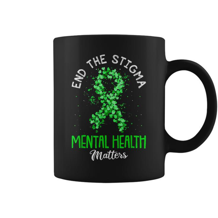 End The Stigma Mental Health Matters Ribbon Awareness Coffee Mug | Mazezy