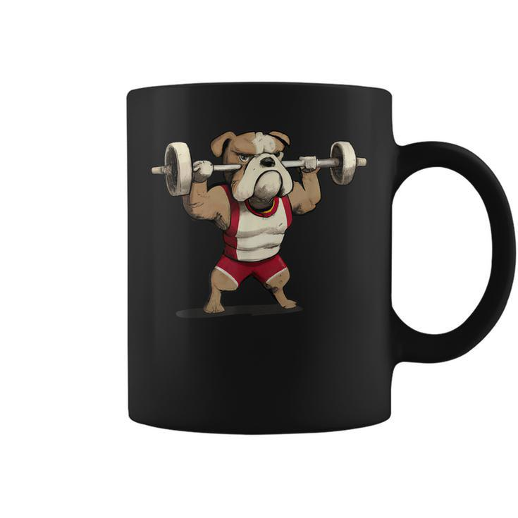 English Bulldog Weightlifting Graphic Animal Fitness Gym Fun Coffee Mug