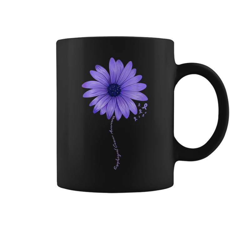 Esophageal Cancer Awareness Sunflower Periwinkle Ribbon  Coffee Mug
