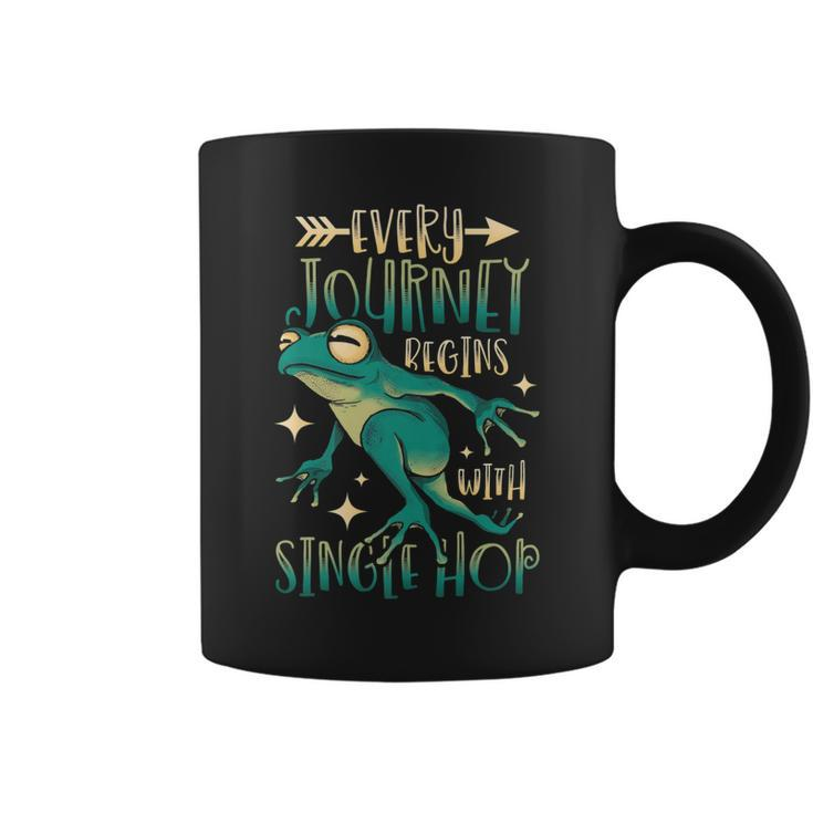 Every Journey Begins With Single Hop Animal Frog   Coffee Mug