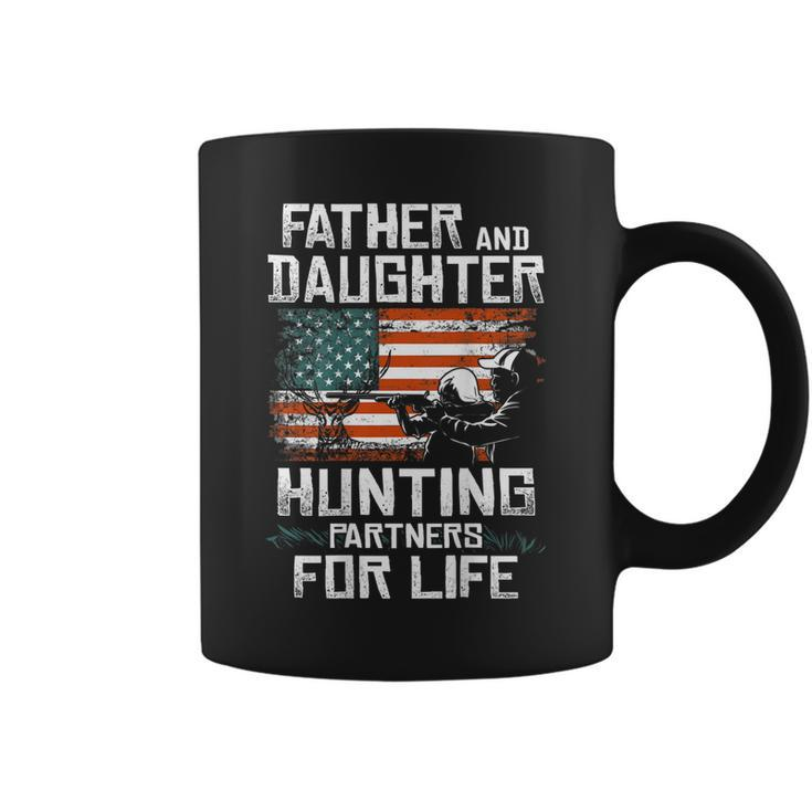 Father Daughter Hunting Partners American Flag On The Back Coffee Mug