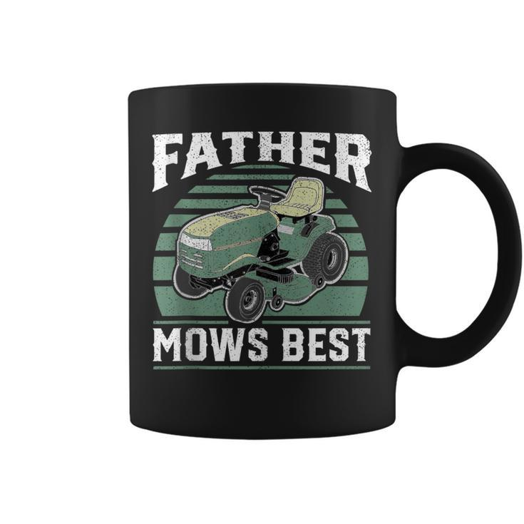 Father Mows Best Funny Riding Mower Retro Mowing Dad Gift  Coffee Mug