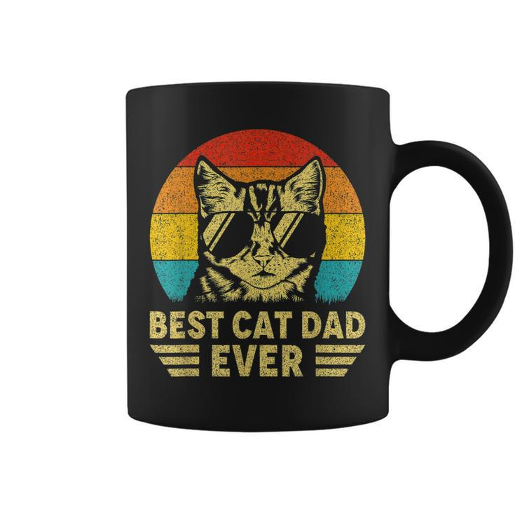 Fathers Day Vintage Best Cat Dad Ever Retro Gift For Cat Coffee Mug