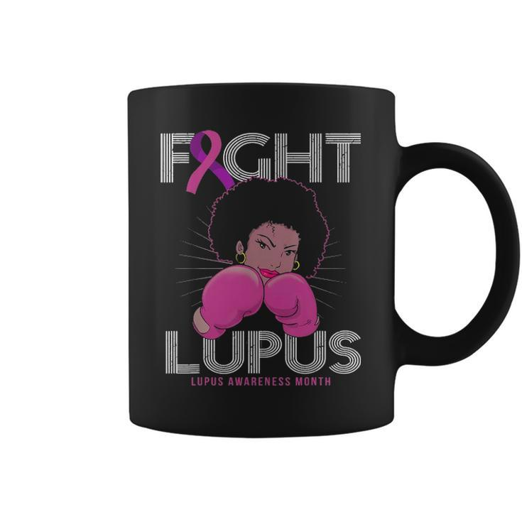 Fight Lupus Awareness Month Purple Ribbon Black Women Gift Coffee Mug