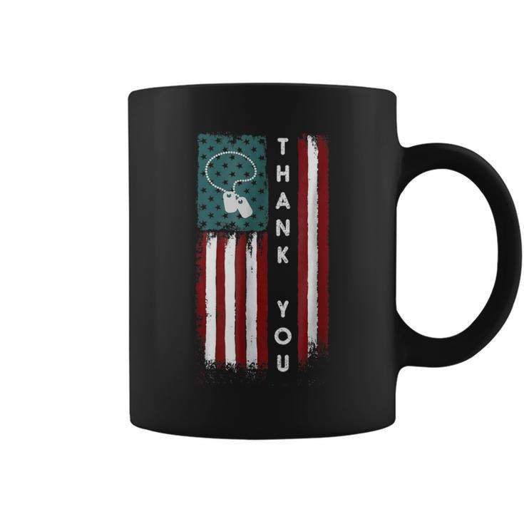 Flag And Dog Tag Military Thank You Coffee Mug