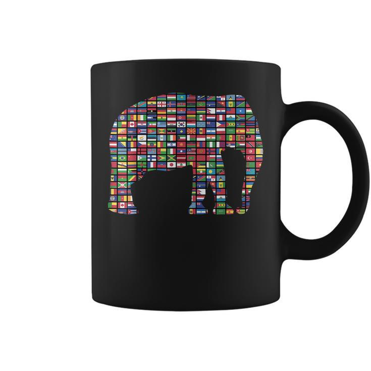 Flags Of The Countries Of The World International Elephant  Coffee Mug