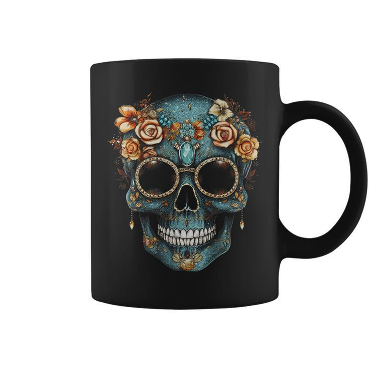 Floral Mexican Skull Day Of The Dead Dia De Muertos Women Coffee Mug