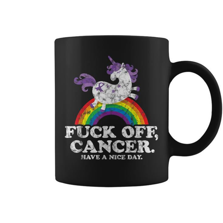 Fuck Off Cancer | Survivor Quote | Funny Unicorn Rainbow  Coffee Mug