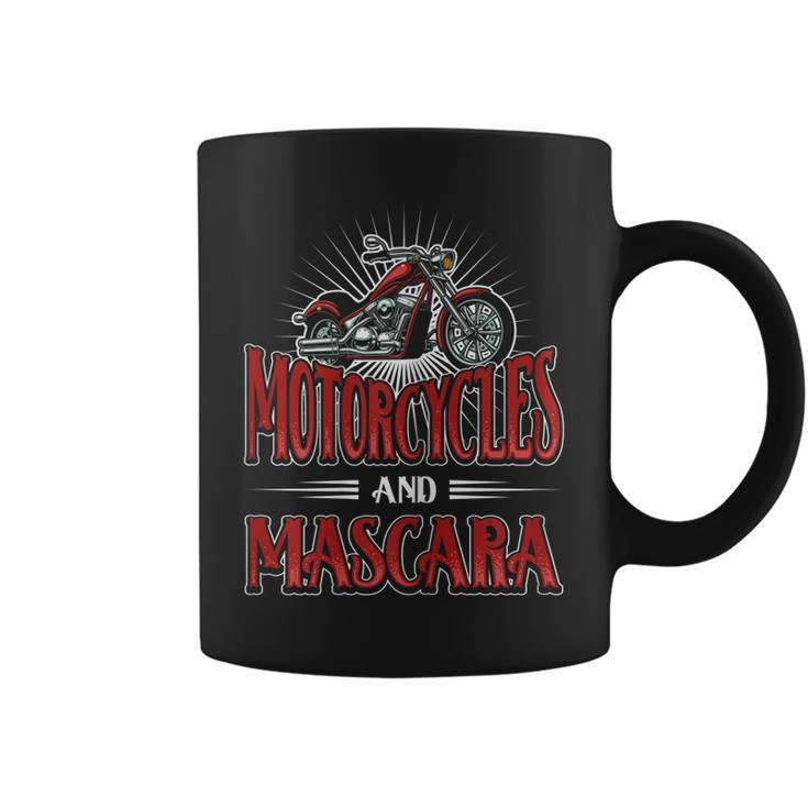 Funny Biker Girl Motorcycles And Mascara Gift For Womens Coffee Mug