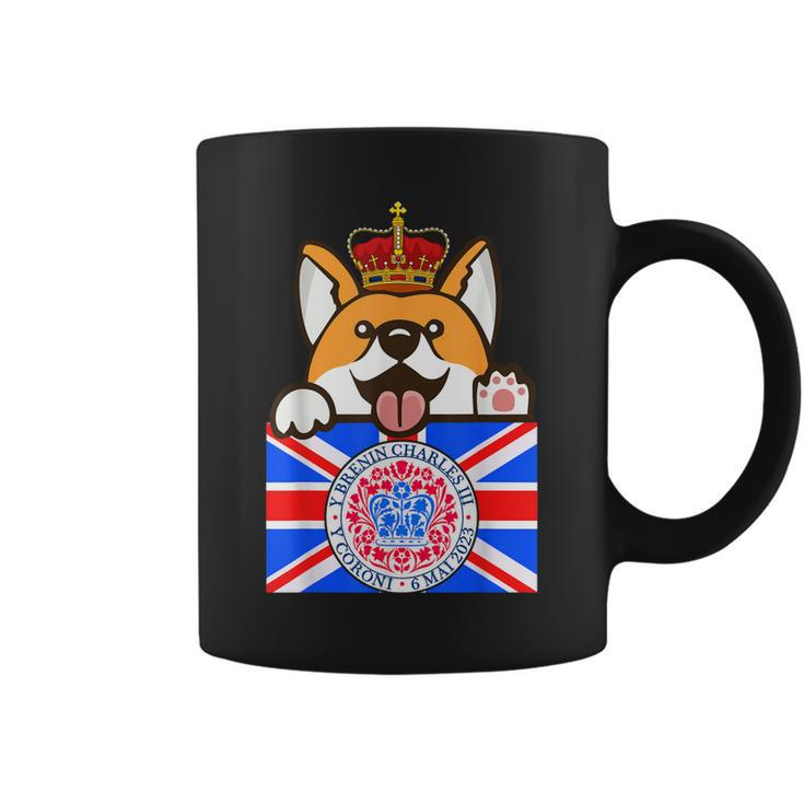 Funny British Flag King Charles Coronation Union Jack Corgi  Coffee Mug